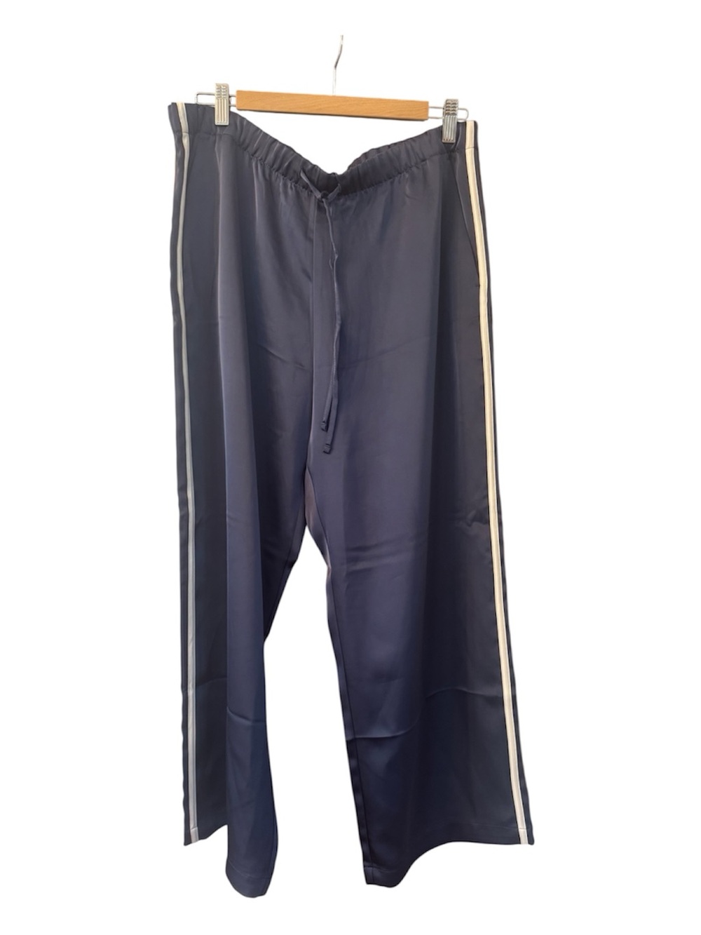 Gap Factory Women's Cropped Satin Relaxed Straight Leg Navy Track Pants  Size L